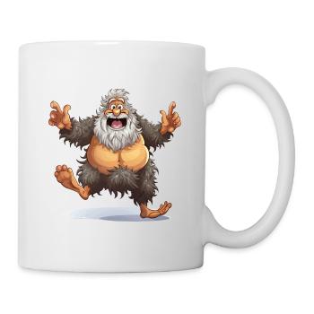 Fröhlicher Bigfoot Cartoon - Tasse - Weiß - Rechts