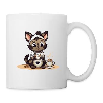 Cuddly Cooking Kitten Illustration - Mug - white - Right