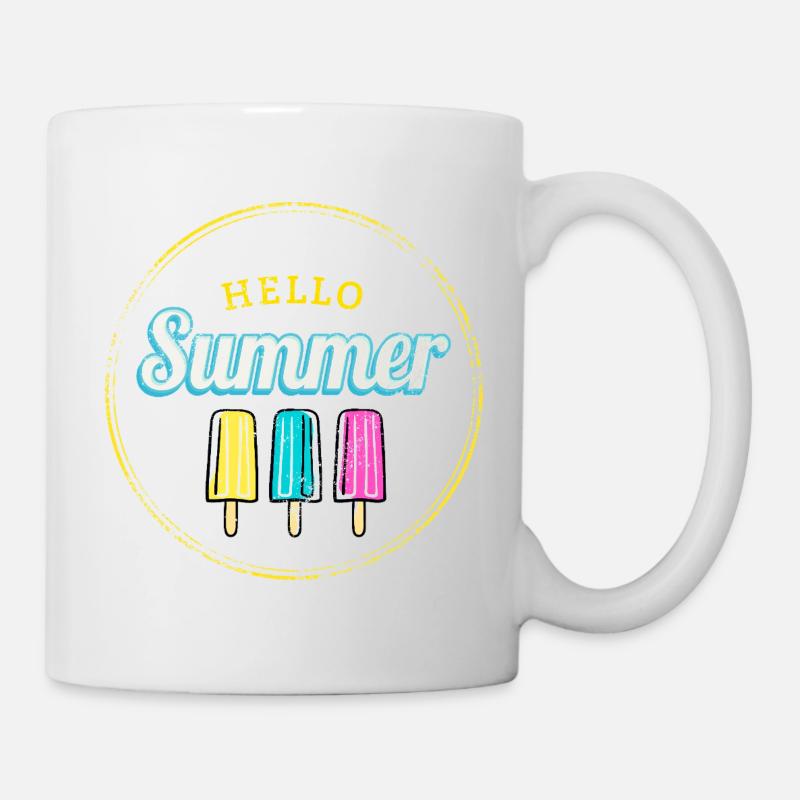 Glaces glacées Hello Summer Vintage Cream Design - Mug blanc - blanc