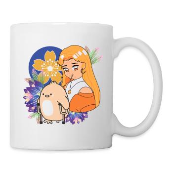 Anime Girl and Bird with Crutches Art - Mug - white - Right