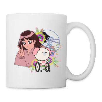 Anime Girl Peace and Dog in Wheelchair Art - Mug - white - Right