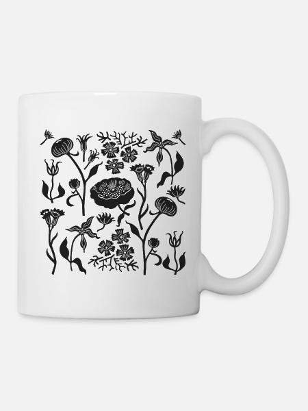 Peonies Forever L Botanical Peonies L Black - Mug - white