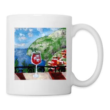Meerblick_Ölgemälde_mit_cocktail - Tasse - Weiß - Rechts