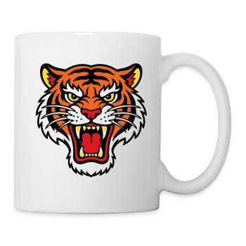 Wilder Tigerkopf-Tattoo-Stil - Tasse - Weiß - Rechts