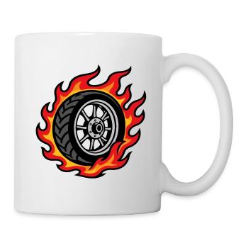 Motorcycle wheel in flames biker style - Mug - white - Right