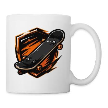 Flaming skateboard motif - Mug - white - Right