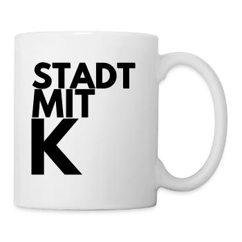 STADT MIT K, KÖLN SCHWARZ, KÖLLE, IKONISCH, RHING - Tasse - Weiß - Rechts
