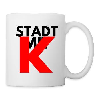 STADT MIT K, KÖLN ROT, KÖLLE, IKONISCH - Tasse - Weiß - Rechts