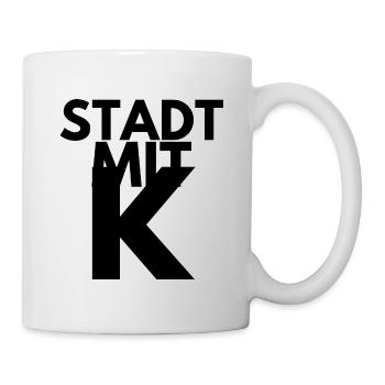 STADT MIT K, KÖLN SCHWARZ, KÖLLE, IKONISCH, RHEIN - Tasse - Weiß - Rechts