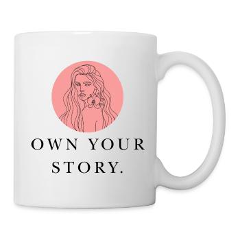 Line portrait with flower accent own your story - Mug - white - Right