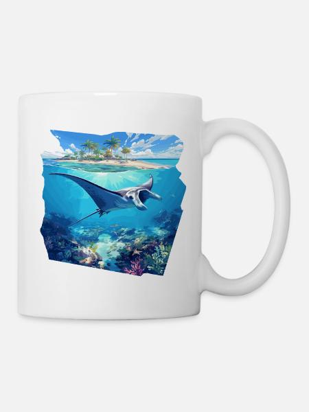 Rochen Mantarochen - Tasse - Weiß