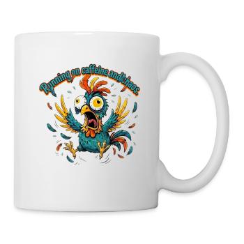 Kaffee und Chaos Hahn-Design - Tasse - Weiß - Rechts