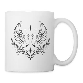 Colombes avec des étoiles – Motif romantique de la nature - Mug blanc - blanc - Droite