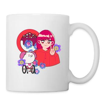 Signe de paix et art du chien en fauteuil roulant - Mug blanc - blanc - Droite
