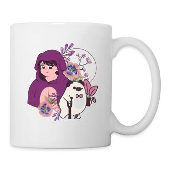 Anime Girl and Pig with Prosthetic & Crutch Art - Mug - white - Right