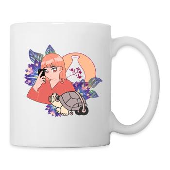 Zen Selfie & Turtle in Wheelchair Art - Mug - white - Right