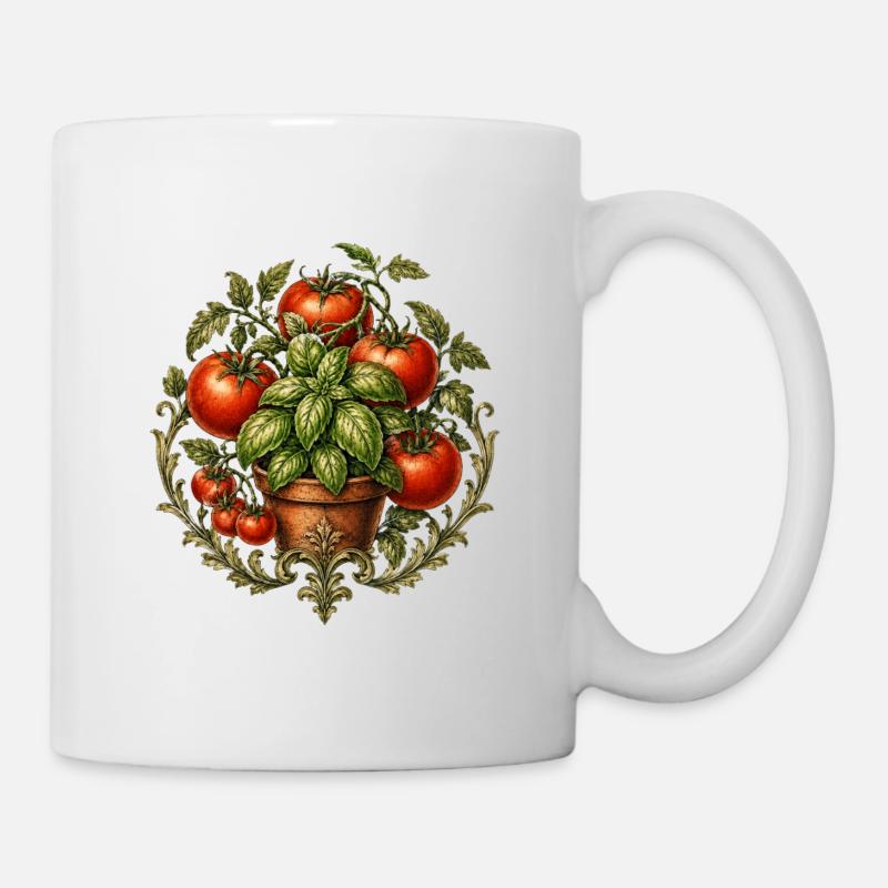 Tomates et basilic - Mug blanc - blanc