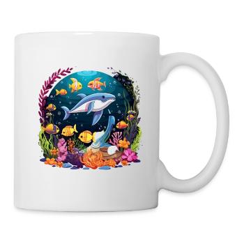 Underwater dolphin in coral reef - Mug - white - Right