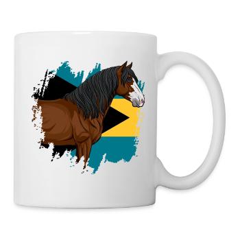 Der Kopf des Abaco-Pferdes und die Flagge der Bahamas - Tasse - Weiß - Rechts