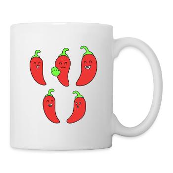 Lustiges Chili-Gesicht - Tasse - Weiß - Rechts