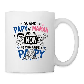 Je demande à Papy ! - Mug blanc - blanc - Droite