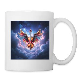 Geflügelte Geige in Regenbogenwolken - Tasse - Weiß - Rechts