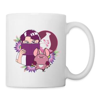 Lecteur de manga, saké et chauve-souris avec prothèse - Mug blanc - blanc - Droite