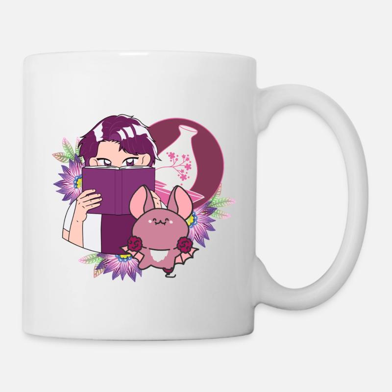 Lecteur de manga, saké et chauve-souris avec prothèse - Mug blanc - blanc