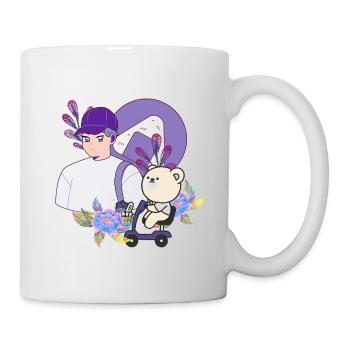Onigiri Snack & Bear sur scooter de mobilité - Mug blanc - blanc - Droite
