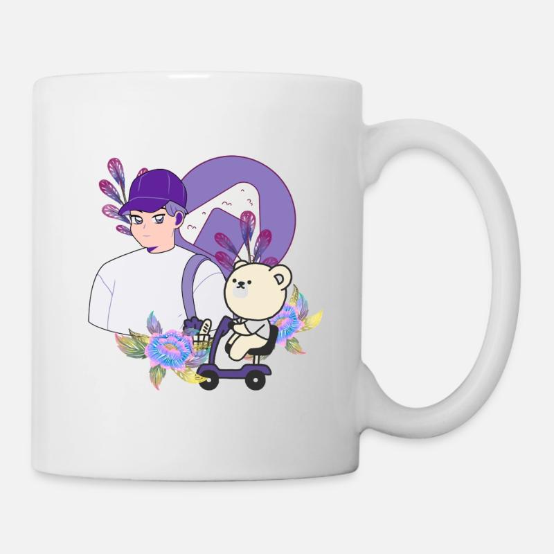 Onigiri Snack & Bear sur scooter de mobilité - Mug blanc - blanc