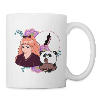 Manga-Mädchen und Panda mit Beinprothese - Tasse - Weiß - Rechts