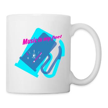 T-Shirt-Design „Music is my fuel“ - Tasse - Weiß - Rechts
