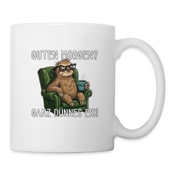 Guten Morgen Ganz Dünnes Eis Faultier im Sessel - Tasse - Weiß - Rechts