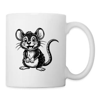 Glückliche Maus - Tasse - Weiß - Rechts