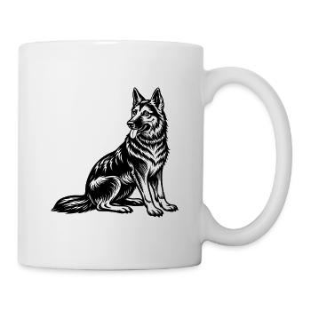 German Shepherd Sitting - Mug - white - Right