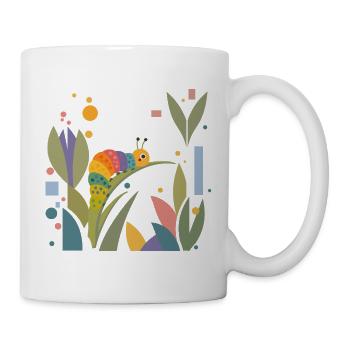 Fröhliche bunte Raupe in Regenbogenfarben - Tasse - Weiß - Rechts
