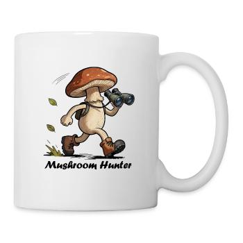 Pilz mit Fernglas, Pilzjäger - Tasse - Weiß - Rechts