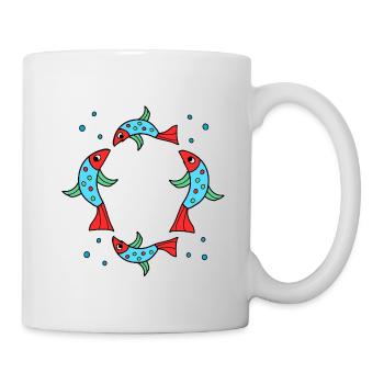 Cercle de carpes koi bleu néon et rouge - Mug blanc - blanc - Droite