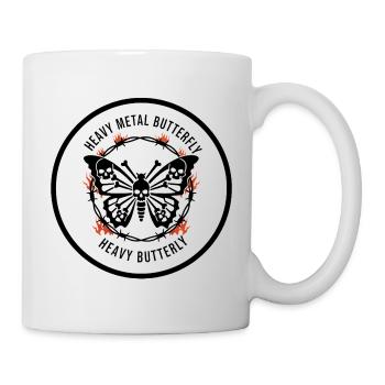 Papillon à design de crâne de papillon en métal lourd - Mug blanc - blanc - Droite