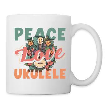 Peace Love Ukulélé Hippie Hawaii Music Music - Mug blanc - blanc - Droite