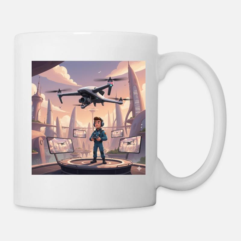 Drohne Pilot in Neonstadt - Tasse - Weiß