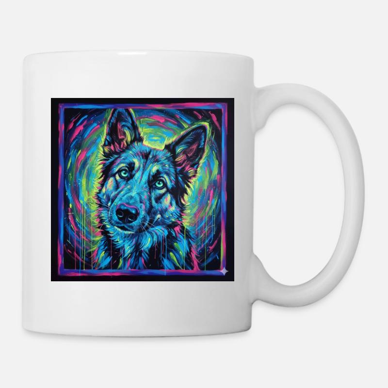 Regard de loup néon - Mug blanc - blanc