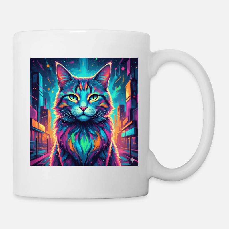 Chat néon - Mug blanc - blanc