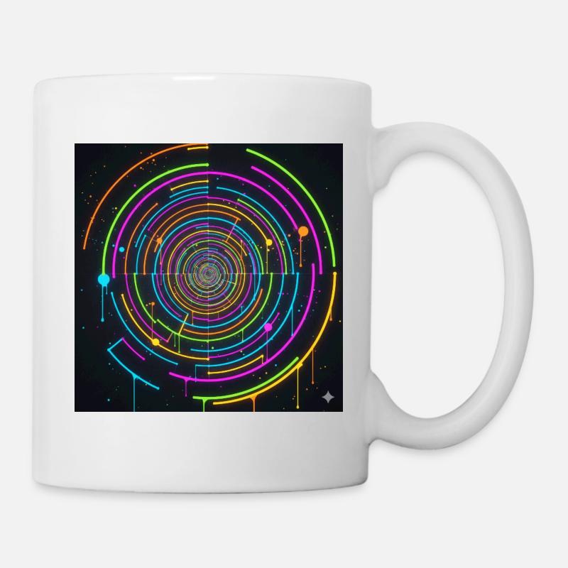 Jeu de couleurs en spirale de cercle néon - Mug blanc - blanc