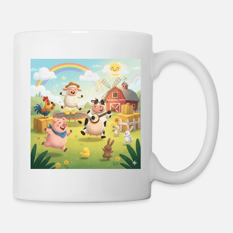 Scène joyeuse dans le jardin avec des animaux et de la musique - Mug blanc - blanc