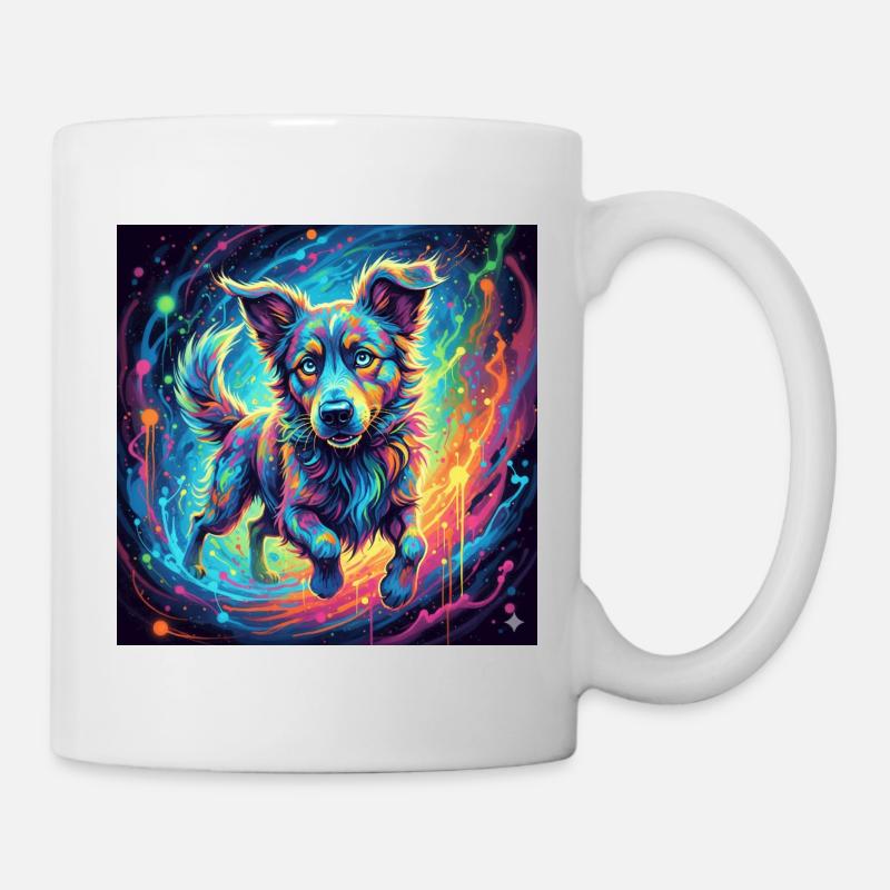 Un chien néon dans un tourbillon de couleurs - Mug blanc - blanc