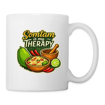 Somtam Is My Therapy – Retro Thailand Street Food  - Tasse - Weiß - Rechts