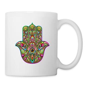 Hamsa Hand Psychedelische Kunst - Tasse - Weiß - Rechts