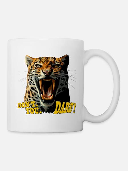 Attaque rugissante du léopard - N’ose pas - Mug blanc - blanc