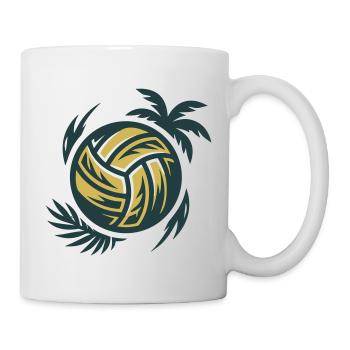 Beachvolleyball Welle Sonnenuntergang Turnier - Tasse - Weiß - Rechts
